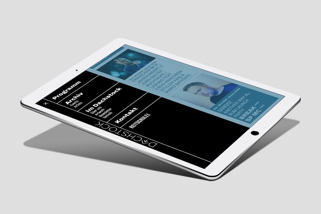 webseite dachstock club bern - ipad tablet - Captns Konzept und Gestaltung