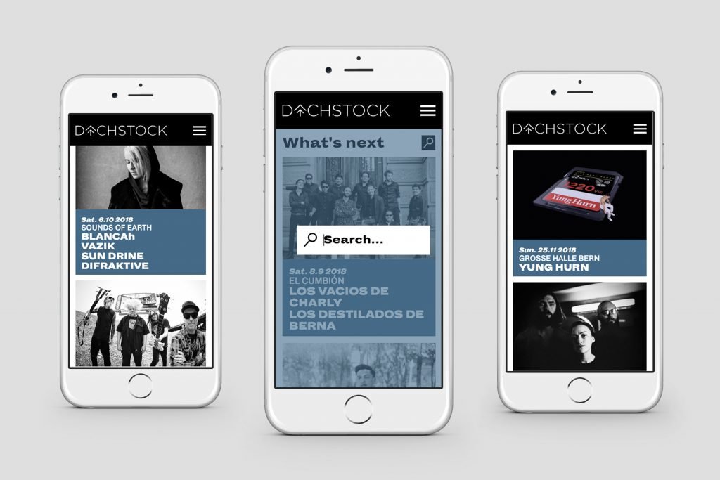 Webseite Dachstock Club Bern - Mobile Ansicht - Captns Konzept und Gestaltung