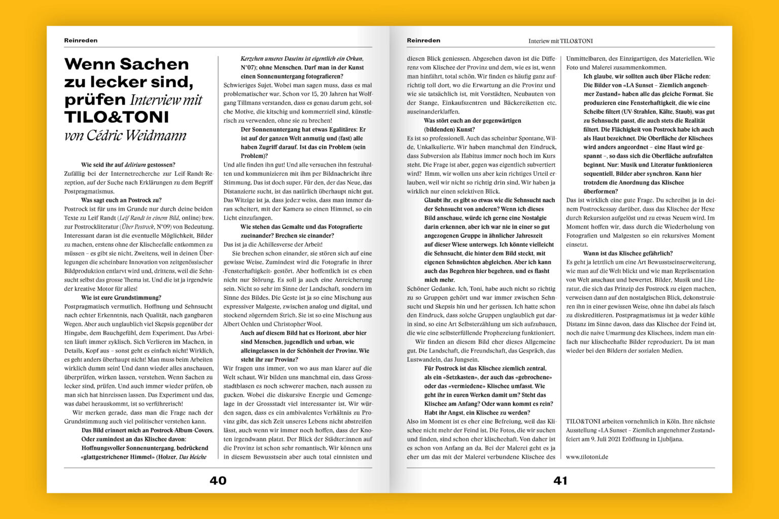 Delirium Zeitschrift und seite Magazin analog und digital Captns