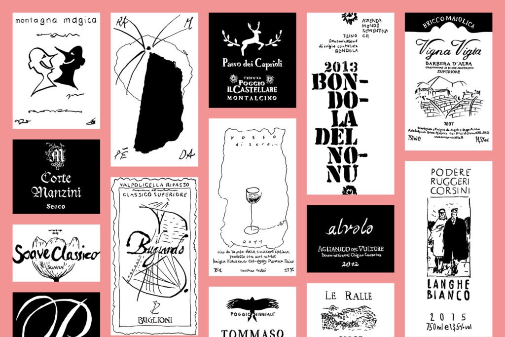 Captns Konzept und Gestaltung: Redesign Weinhandlung Arte Vino: Illustration Etiketten