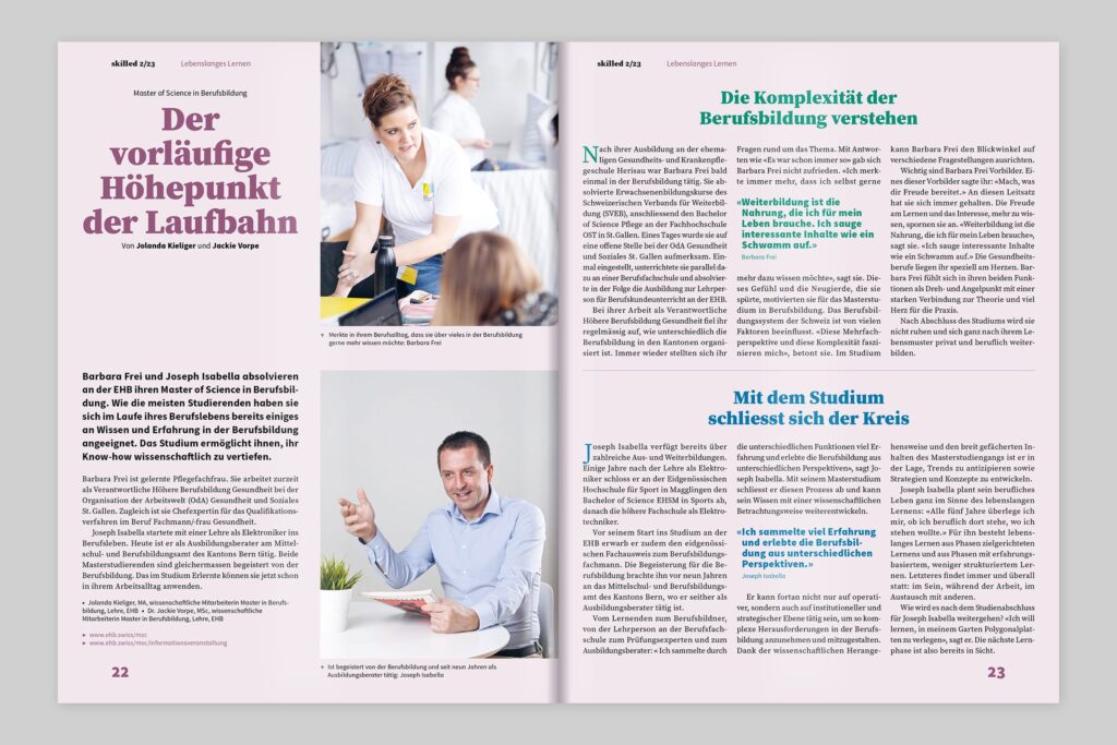 Captns Konzept und Gestaltung: Editorialdesign EHB-Magazin skilled