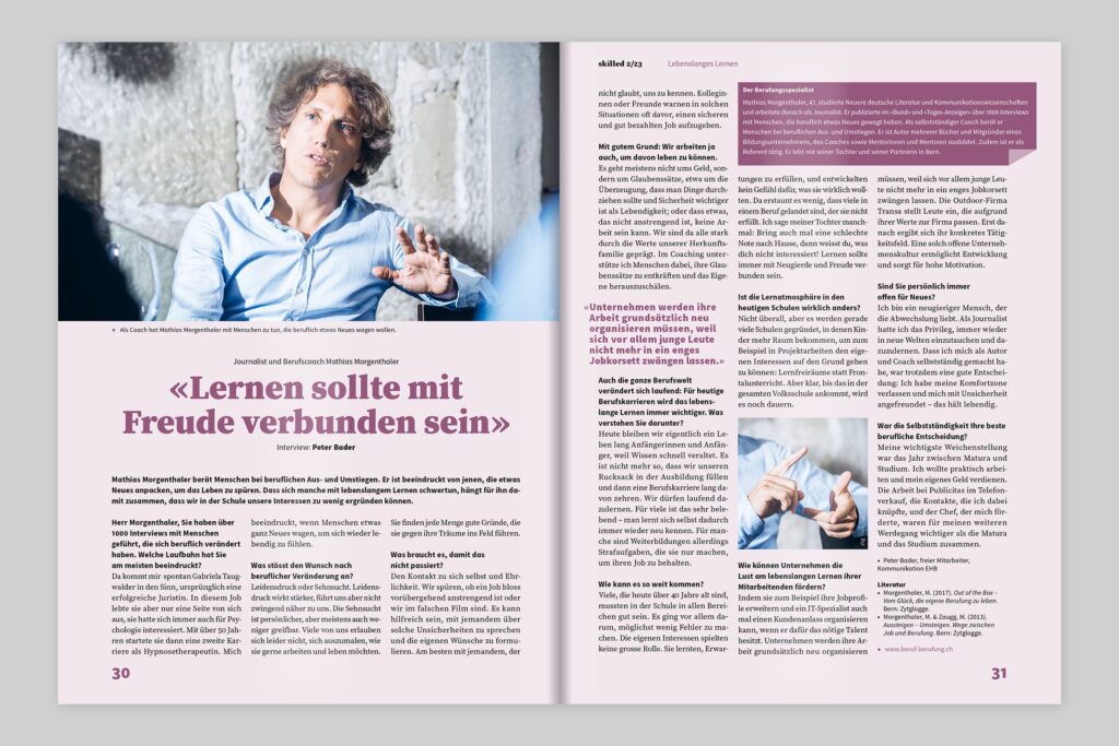 Captns Konzept und Gestaltung: Editorialdesign EHB-Magazin skilled