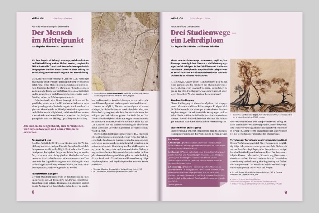 Captns Konzept und Gestaltung: Editorialdesign EHB-Magazin skilled