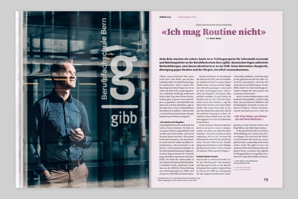 Captns Konzept und Gestaltung: Editorialdesign EHB-Magazin skilled