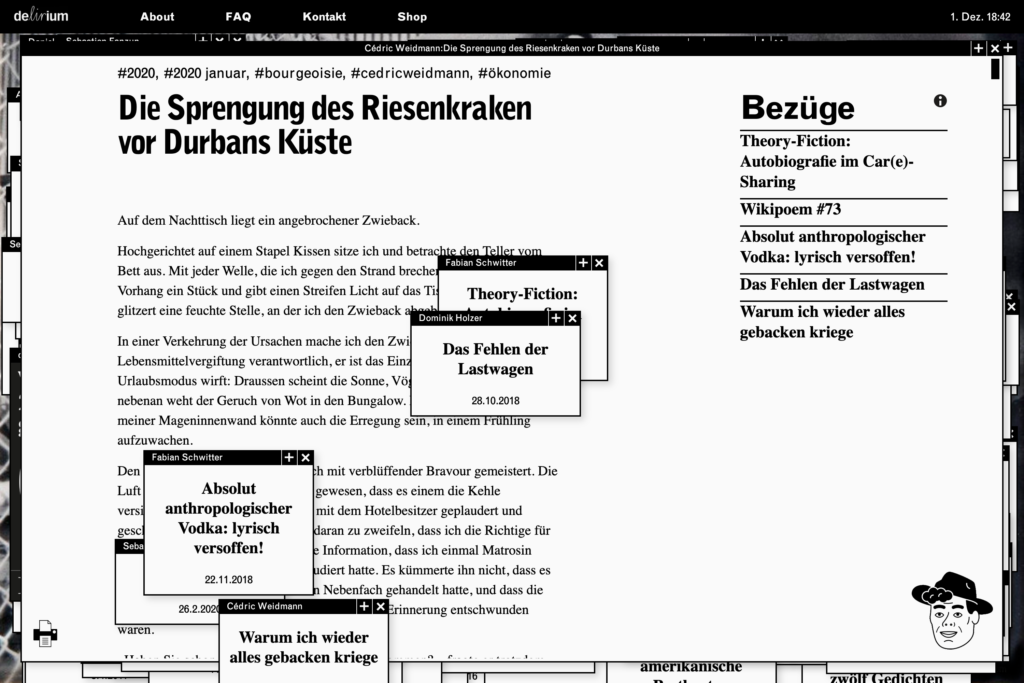 Captns Konzept und Gestaltung – delirium Zeitschrift gegen Literatur Webseite