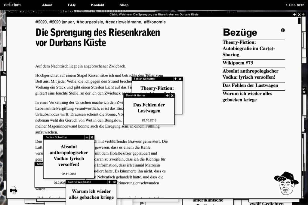 Captns Konzept und Gestaltung – delirium Zeitschrift gegen Literatur Webseite