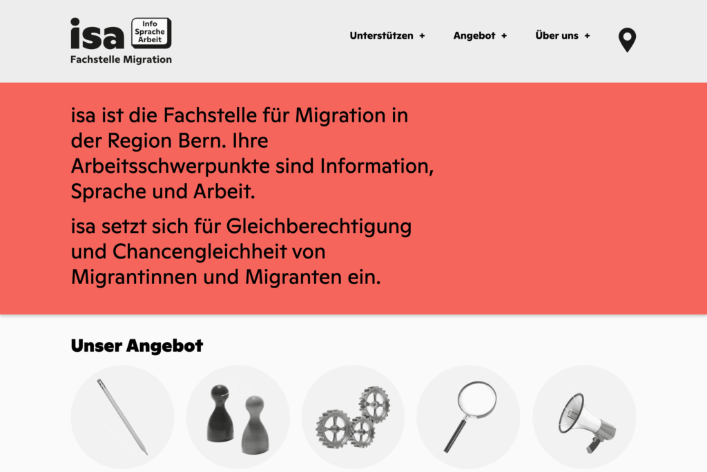 Captns Konzept und Gestaltung – Redesign Fachstelle Migration «isa»: Webseite