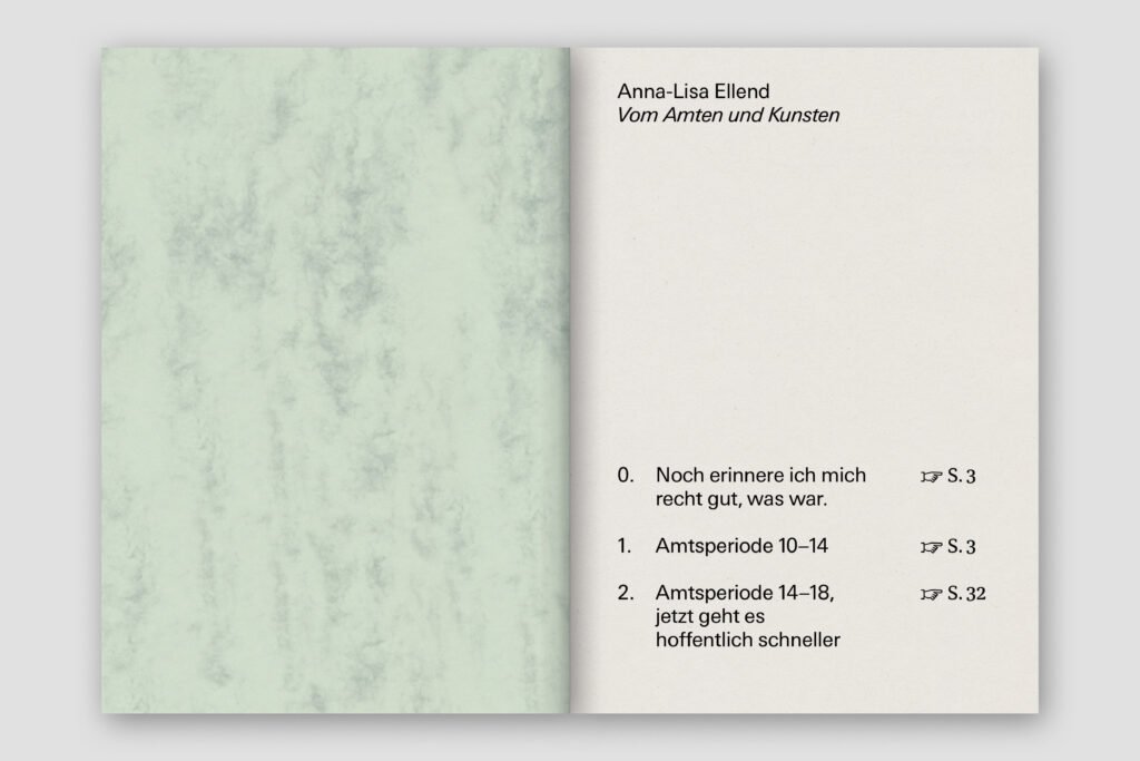 Captns Konzept und Gestaltung: Broschüre «Vom Amten und Kunsten» von Anna-Lisa Ellend