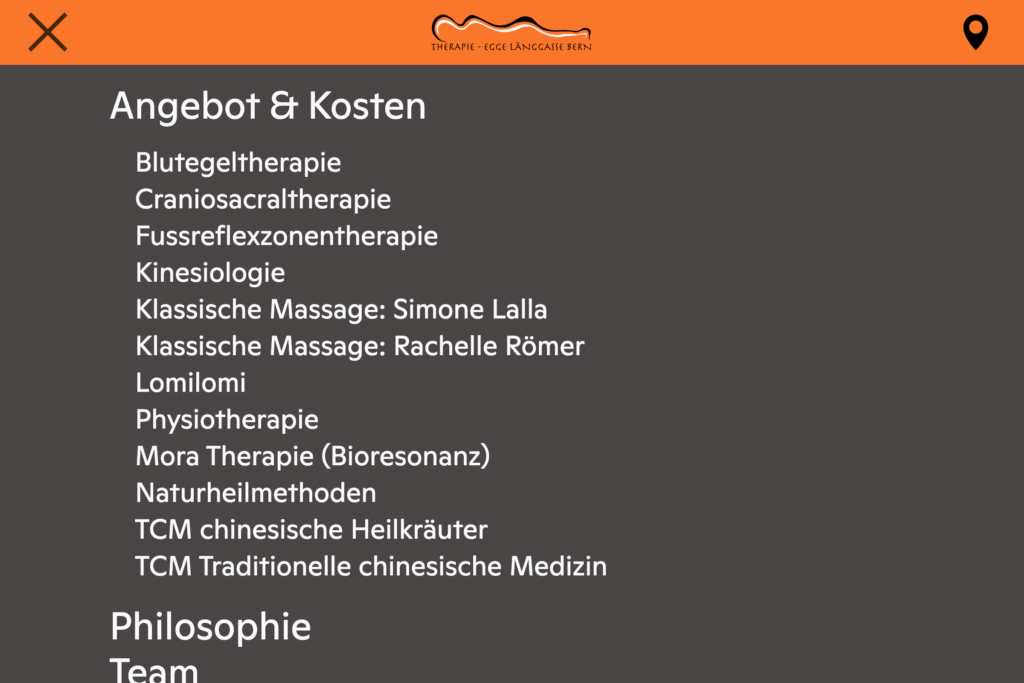 Captns Webseite Praxis Therapie-Egge Menu