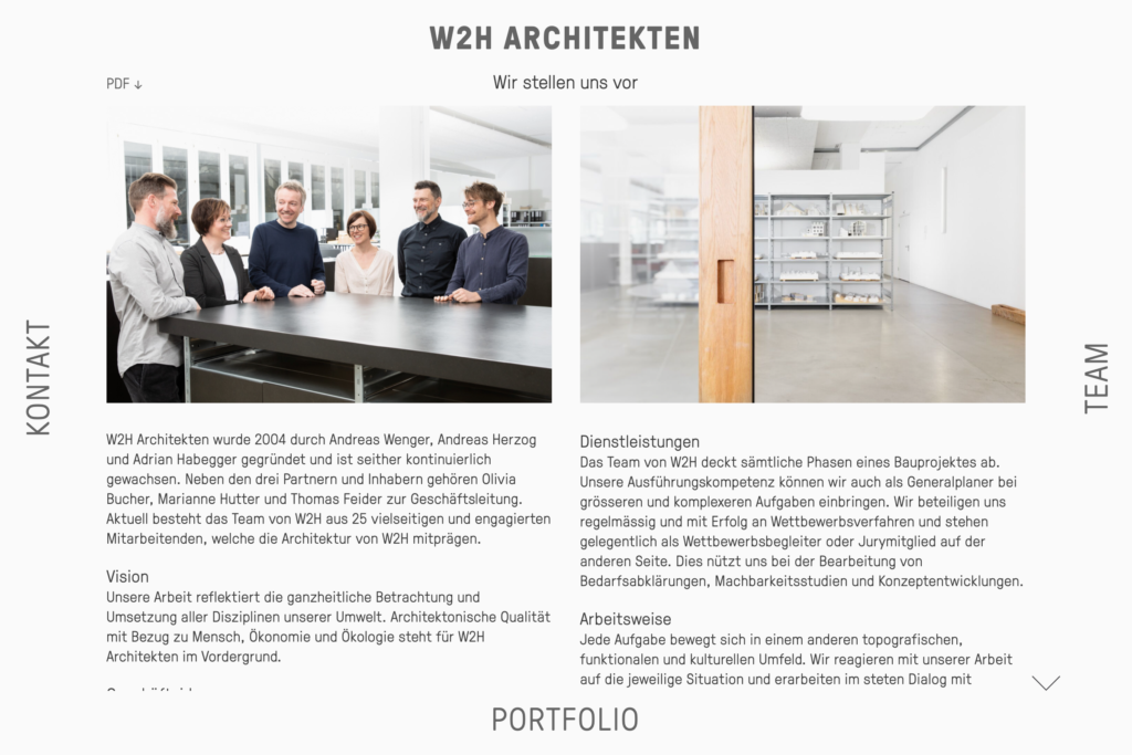 Captns Konzept und Gestaltung: Webseite W2H Architekten