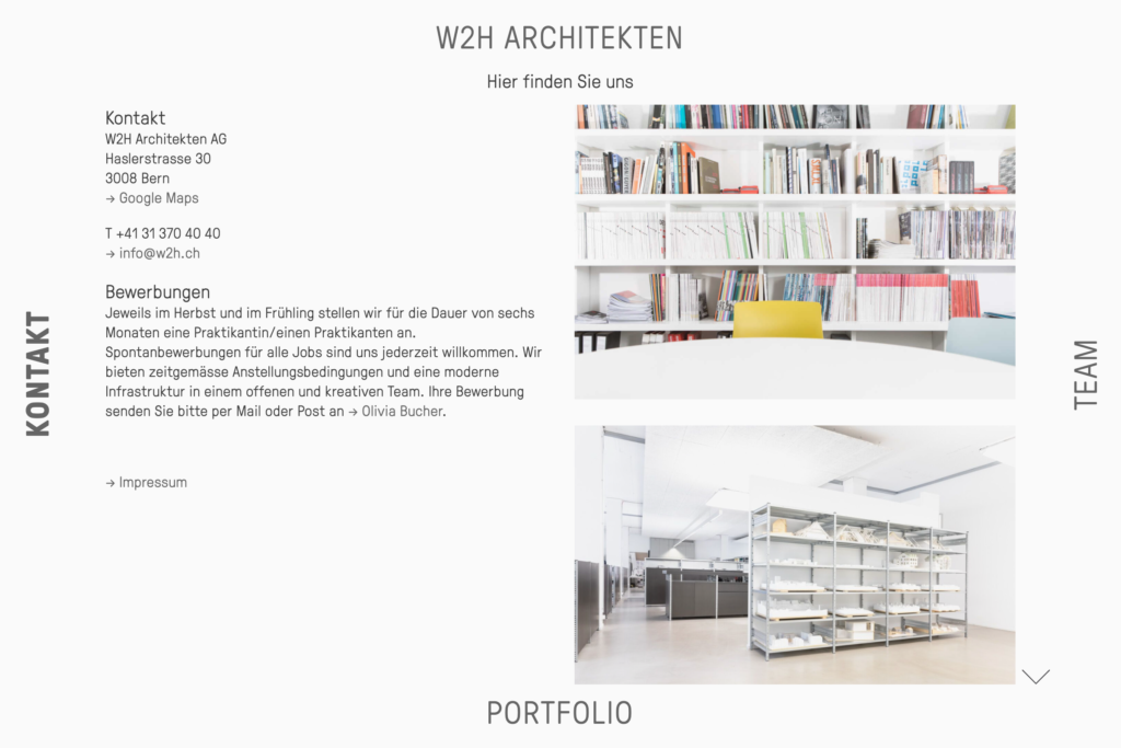 Captns Konzept und Gestaltung: Webseite W2H Architekten