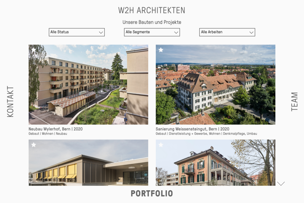 Captns Konzept und Gestaltung: Webseite W2H Architekten