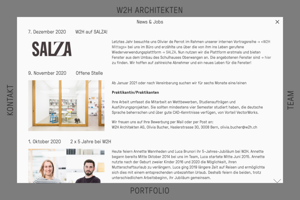 Captns Konzept und Gestaltung: Webseite W2H Architekten