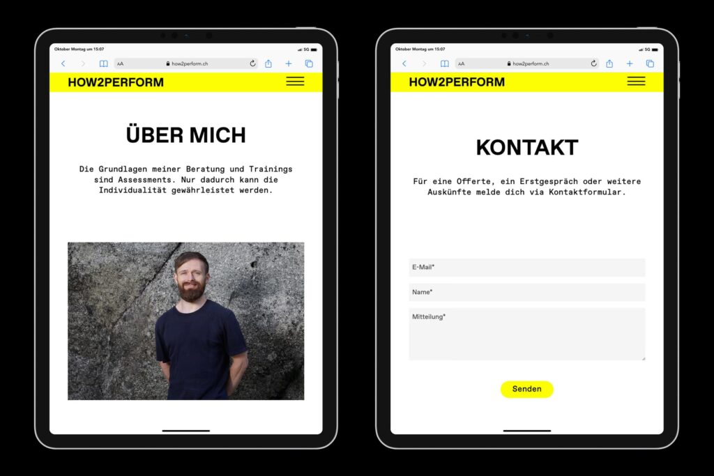 Captns Konzept und Gestaltung: Visuelle Identität Personal Trainer Jonas Stalder HOW2PERFORM